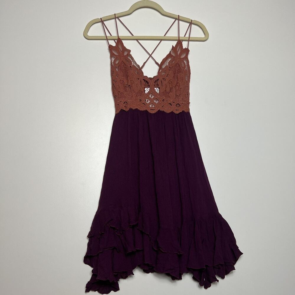 Free People FP One Adela Slip Dress Two Tone Tiered Size XS